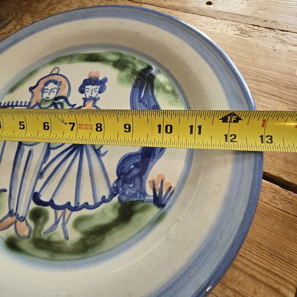 M.A. Hadley Pottery 13” Ceramic Serving Platter Farmer and Farmer Wife Signed - Picture 3 of 3